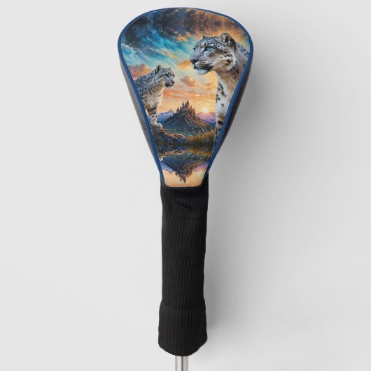 Sneeuw Leopard Kasteel Zonsopgang reflectie Golfheadcover (Voorkant)