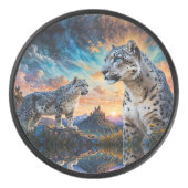 Sneeuw Leopard Kasteel Zonsopgang reflectie Hockey Puck (Voorkant)