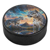 Sneeuw Leopard Kasteel Zonsopgang reflectie Hockey Puck (3/4)