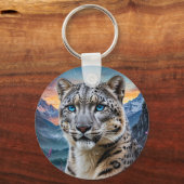 Sneeuw Leopard Kasteel Zonsopgang reflectie Sleutelhanger (Achterkant)