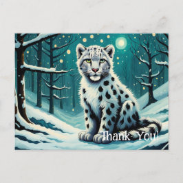 Sneeuw Leopard Sneeuwbos Nacht Briefkaart