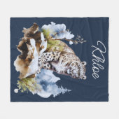 Sneeuw Leopard Winter Berg gepersonaliseerd Fleece Deken (Voorkant (Horizontaal))