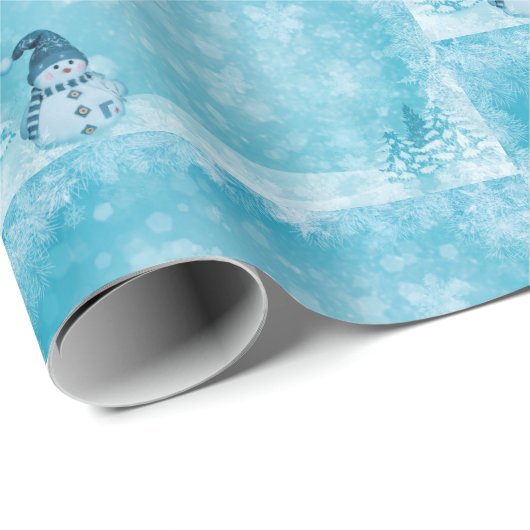 Sneeuw Man Kerst Wrapping Papier (Rol Hoek)