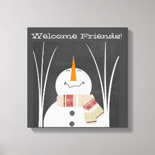 Sneeuw man teken canvas afdruk