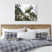 Sneeuw op Evergreen Branches Canvas Afdruk (Insitu (Slaapkamer))