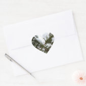 Sneeuw op Evergreen Branches Hart Sticker (Envelop)