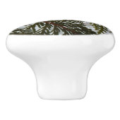 Sneeuw op Evergreen Branches Keramische Knop (Zijkant)