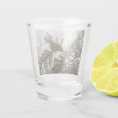 Sneeuw op Evergreen Branches Shot Glas (Achterkant)