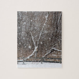 sneeuw op het park legpuzzel