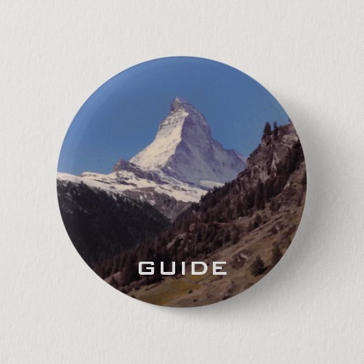 Sneeuw op Matterhorn Blue Sky Alpine Forest Button (Voorkant)