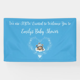 Sneeuw Opgewonden Blue Teddy Bear Baby shower Spandoek