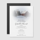 Sneeuw Overdekt Land Schuur en Silo Winter Bruilof Magnetische Uitnodiging (Voorkant / Achterkant)