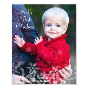 Sneeuw Overlay Eerste Kerstmis Personaliseer Naam Foto Afdruk