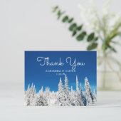 Sneeuw Pijnbomen Winter Bruiloft Dank u Briefkaart (Staand voorkant)