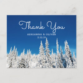 Sneeuw Pijnbomen Winter Bruiloft Dank u Briefkaart