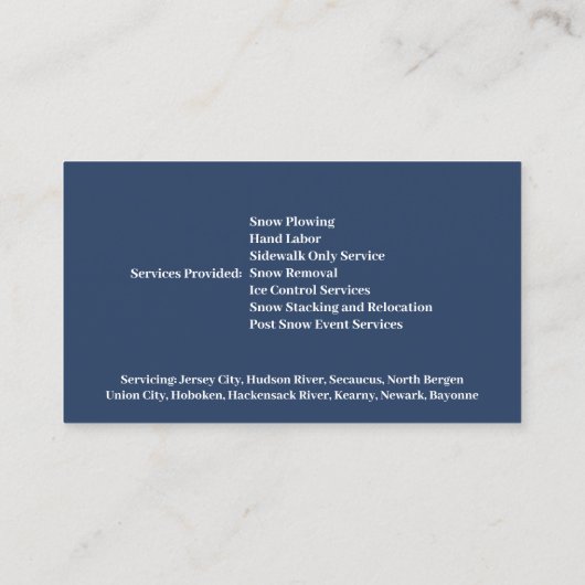 Sneeuw ploegen Visitekaartje (Achterkant)