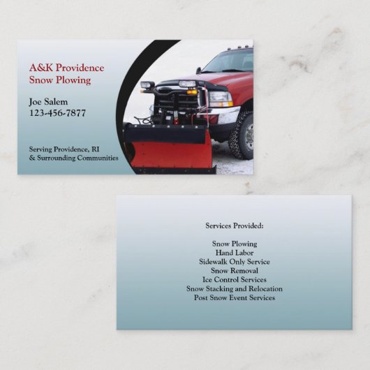 Sneeuw ploegen Visitekaartje (Voorkant / Achterkant)