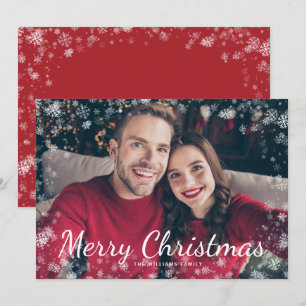 Sneeuw Prettig Kerst Foto Vakantiekaart