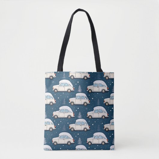 Sneeuw Retro Auto Winter Tas (Voorkant)