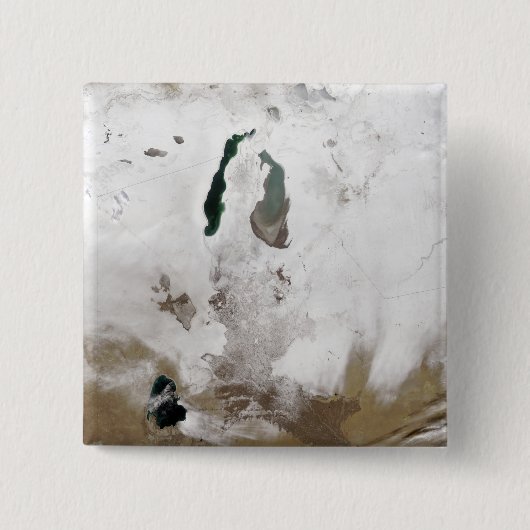 Sneeuw rond het Aralmeer Zee Vierkante Button 5,1 Cm (Voorkant)