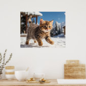 *~* Sneeuw Running Kat 5:4 Kitten Cat AP68 Poster (Keuken)