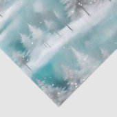 Sneeuw Scene Winter Forest Ice Blue White Kerstmis Tissuepapier (Detail)