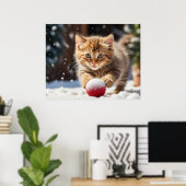 *~* Sneeuw Speelbal Kitty 5:4 Kitten Kat AP68 Poster (Thuiskantoor)