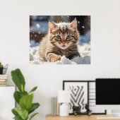 *~* Sneeuw Spelen Kat 5:4 Kitten Cat AP68 Poster (Thuiskantoor)