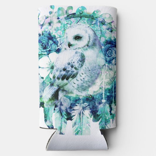 Sneeuw Uil Dreamcatcher Groen en Blauwgroen Blauw  (Achterkant)