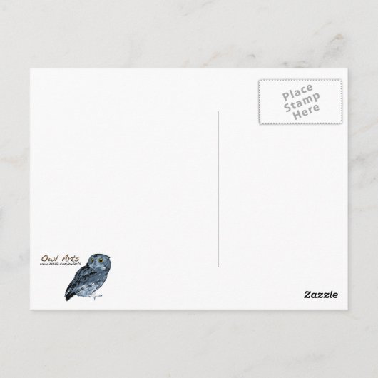 Sneeuw Uil in de Avond Schaduwen Briefkaart (Achterkant)