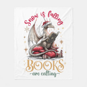Sneeuw valt, boeken roepen fleece deken