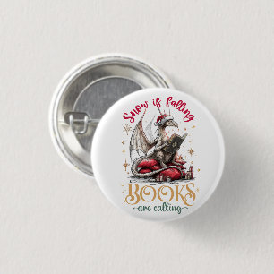 Sneeuw valt, boeken roepen ronde button 3,2 cm