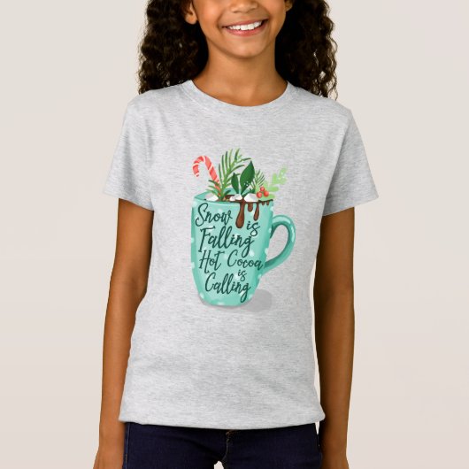 Sneeuw valt heet Cacao noemt warme chocolade T-shirt (Voorkant)