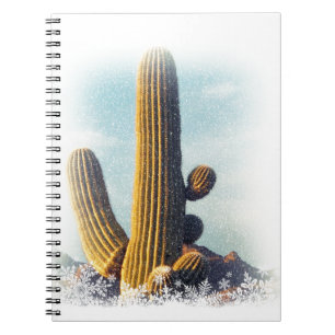 Sneeuw valt op Saguaro Notitieboek