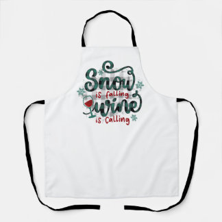 Sneeuw valt Wijn roept Kerstmuts Schort
