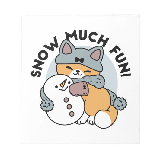 Sneeuw veel plezier kat winter vakantie ontwerp notitieblok (Voorkant)