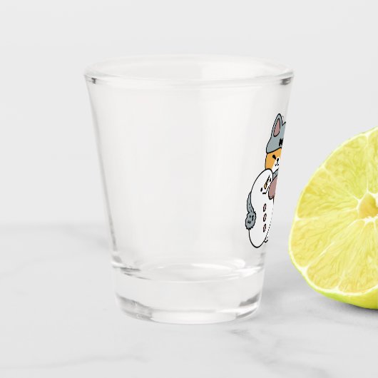 Sneeuw veel plezier kat winter vakantie ontwerp shot glas (Links)