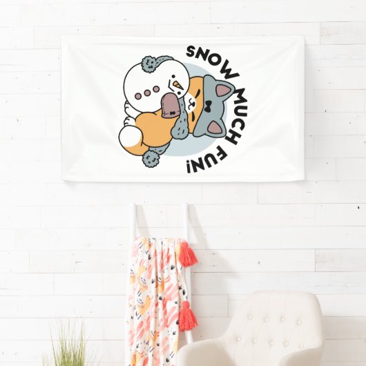 Sneeuw veel plezier kat winter vakantie ontwerp spandoek (Insitu)