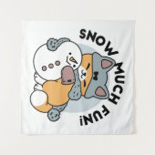 Sneeuw veel plezier kat winter vakantie ontwerp wandkleed (Voorkant (horizontaal))