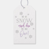 Sneeuw veel plezier | Silver Paarse 1e Verjaardag Cadeaulabel (Achterkant)