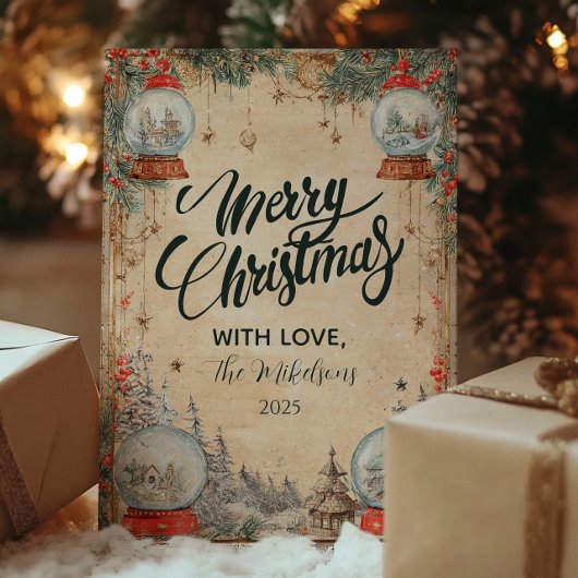  Sneeuw Wereldbol Kerst Feestdagenkaart