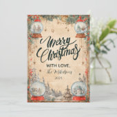  Sneeuw Wereldbol Kerst Feestdagenkaart (Staand voorkant)