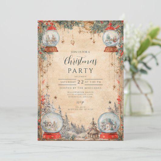 Sneeuw Wereldbol Kerst Kaart (Staand voorkant)