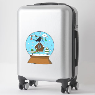 Sneeuw Wereldbol met Blackbird Zingen Sticker