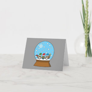 Sneeuw Wereldbol met drie Gnome Uilen Bedankkaart
