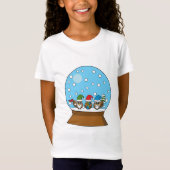 Sneeuw Wereldbol met drie Gnome Uilen T-shirt (Voorkant)