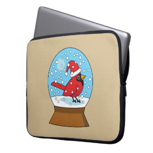 Sneeuw Wereldbol met Schattigee Rode Kardinaal Laptop Sleeve