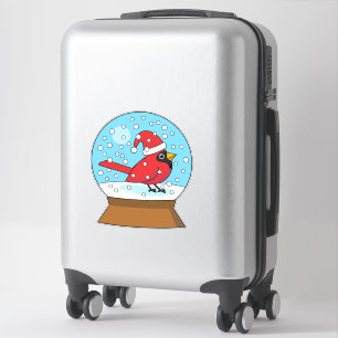 Sneeuw Wereldbol met Schattigee Rode Kardinaal Sticker