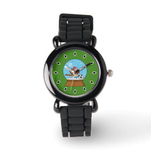 Sneeuw Wereldbol met Schattigee Sparrow Spelen Voe Horloge