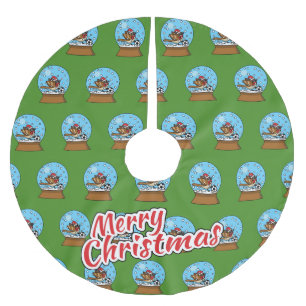 Sneeuw Wereldbol met Schattigee Sparrow Spelen Voe Kerstboom Rok